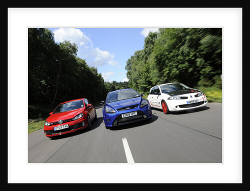 VW Golf GTi Renault Megane Sport R26R and Ford Focus RS 2009 by Simon Clay