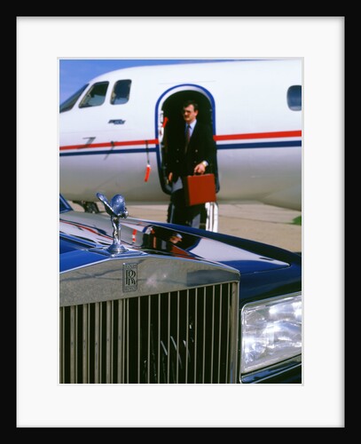 1987 Rolls Royce Silver Spirit with executive disembarking jet by Unknown