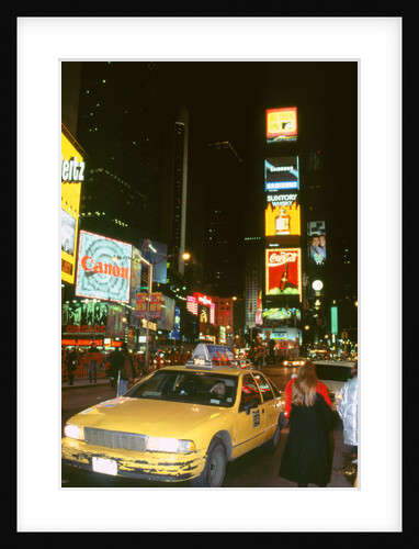 New York taxi at night 1995 by Unknown