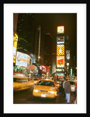 New York taxi at night 1995 by Unknown