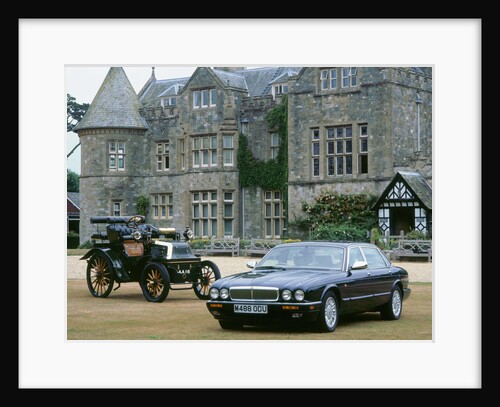 1995 Daimler Double six with 1899 Daimler outside Palace House by Unknown