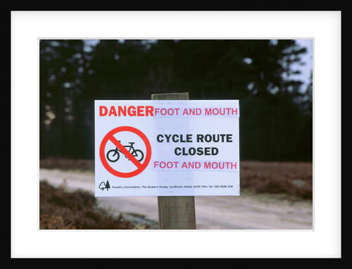 No cycling-Foot and Mouth closure 2001. New Forest by Unknown