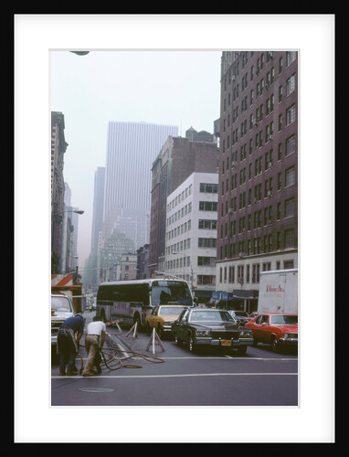 New York street,roadworks causing congestion by Unknown