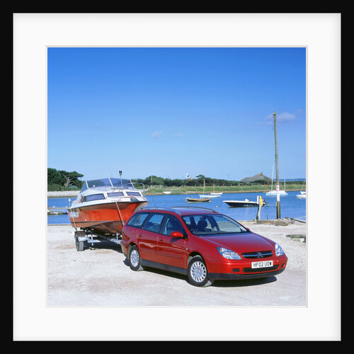 2002 Citroen C5 hdi towing a boat by harbour by Unknown