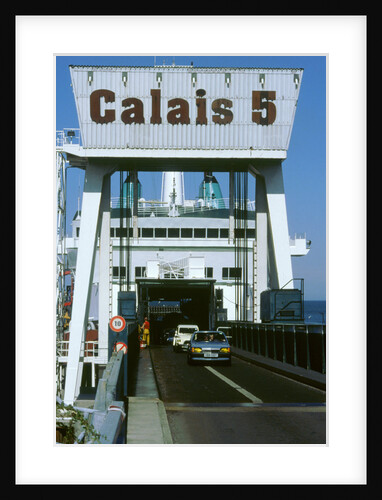 Cars boarding ferry at Calais by Unknown