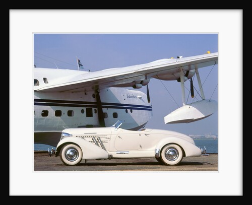 1935 Auburn 851 speedster with Sunderland flying boat by Unknown