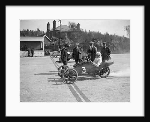 Morgan and Crouch cars on the start line of a motor race, Brooklands, 1914 by Bill Brunell