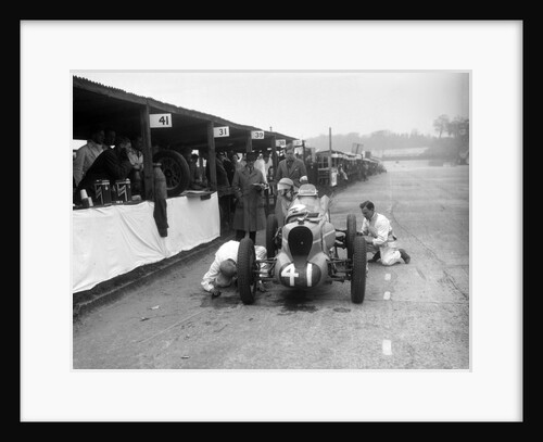 Mechanics working on the MG of Doreen Evans, JCC International Trophy, Brooklands, 1936 by Bill Brunell
