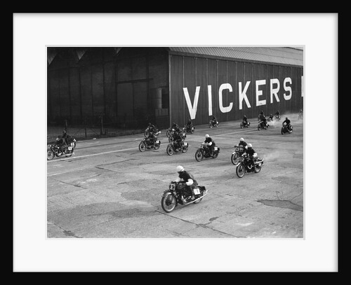 Motorcycles racing at the MCC Members Meeting, Brooklands, 10 September 1938 by Bill Brunell