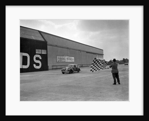 HJ Ripley's SS Jaguar taking the chequered flag, MCC Members Meeting, Brooklands, 10 September 1938 by Bill Brunell