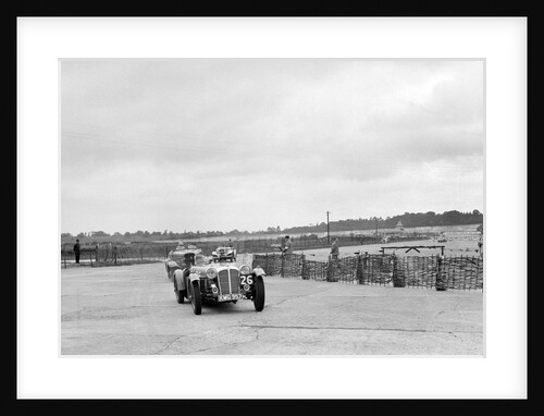 Cars racing through the chicane, JCC Members Day, Brooklands, 8 July 1939 by Bill Brunell