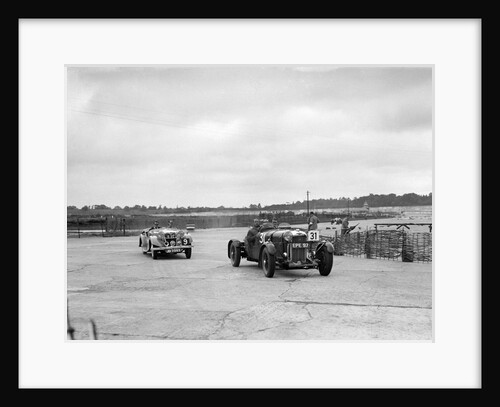 AP Watson's Lagonda and AS Lusty's Riley Lynx at the chicane, JCC Members Day, Brooklands, 1939 by Bill Brunell