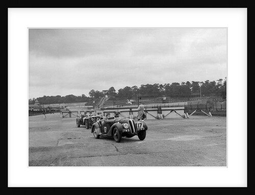 Frazer-Nash BMW 328 and Riley at the chicane, JCC Members Day, Brooklands, 1939 by Bill Brunell