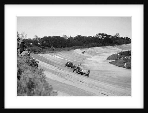 Earl Howe's Delage GP leading ER Hall's Bentley at the BARC Meeting, Brooklands, 25 May 1931 by Bill Brunell