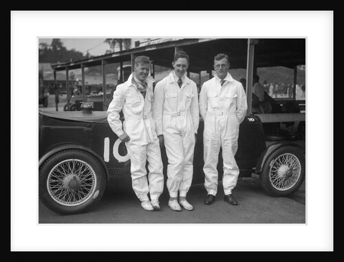 Racing drivers with a Lea-Francis 1496 cc at Brooklands by Bill Brunell