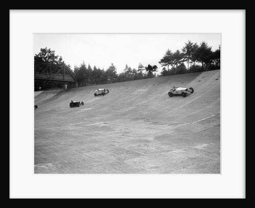 Invicta, Talbot and Frazer-Nash cars racing on the Members Banking at Brooklands by Bill Brunell