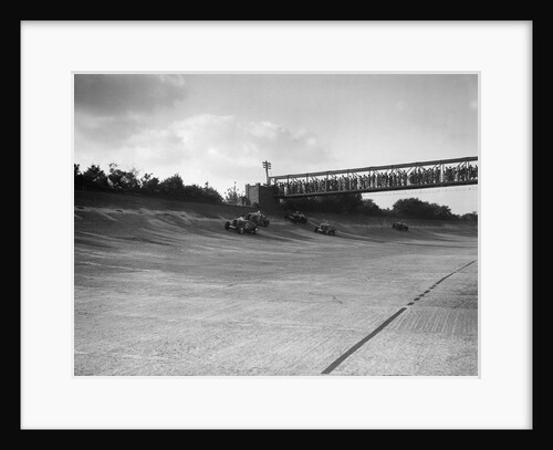 Cars racing on Byfleet Banking during the BRDC 500 Mile Race, Brooklands, 3 October 1931 by Bill Brunell