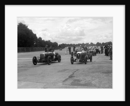 Aston Martins, Salmson and MG at the start of the LCC Relay GP, Brooklands, 25 July 1931 by Bill Brunell