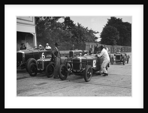 Minerva, Austin and Alvis at the start of an Inter-Club Meeting, Brooklands, 20 June 1931 by Bill Brunell