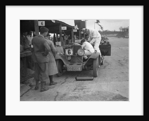 Talbot 90 of E and SJ Burt in the pits at the JCC Double Twelve race, Brooklands,  May 1931 by Bill Brunell