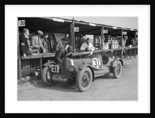 Clive Gallop and Leon Cushman's Aston Martin in the pits, JCC Double Twelve race, Brooklands, 1931 by Bill Brunell