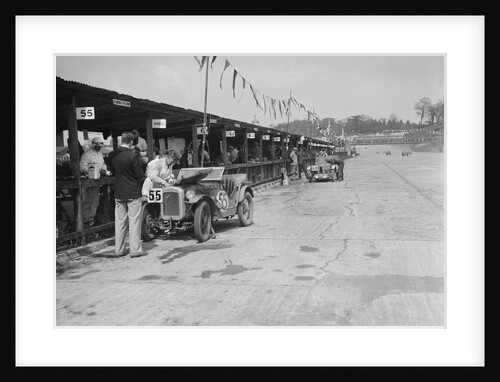 Austin Ulster and MG C type in the pits at the JCC Double Twelve race, Brooklands, 8/9 May 1931 by Bill Brunell