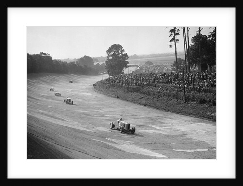 Talbot 90 on the banking at Brooklands, 1930s by Bill Brunell