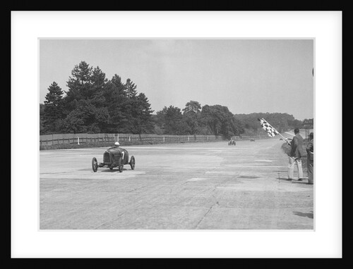 Two Salmson cars taking the chequered flag at Brooklands by Bill Brunell