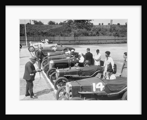 Cars on the start line for a motor race at Brooklands by Bill Brunell