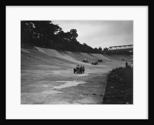 Cars racing on the Members Banking at a JCC Members Day, Brooklands by Bill Brunell