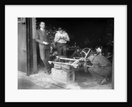 Working on the chassis of Raymond Mays' 2996 cc Vauxhall-Villiers by Bill Brunell