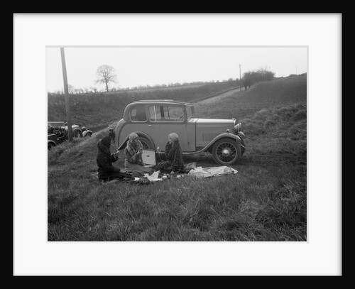 Three women having a picnic during a road test of a Triumph Scorpion, 1931 by Bill Brunell