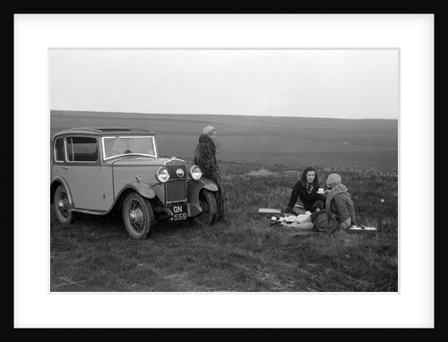 Three women having a picnic during a road test of a Triumph Scorpion, 1931 by Bill Brunell