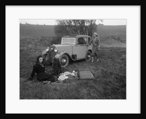 Three women having a picnic during a road test of a Triumph Scorpion, 1931 by Bill Brunell