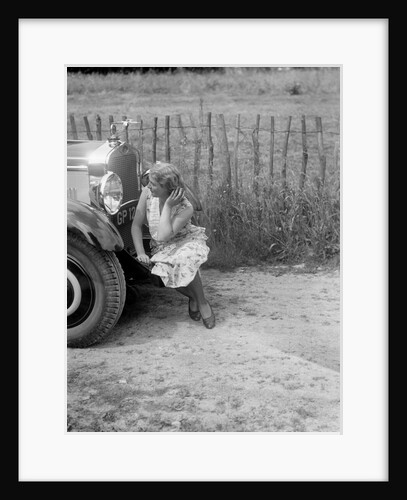 Kitty Brunell road testing a 1931 Delage D8 by Bill Brunell