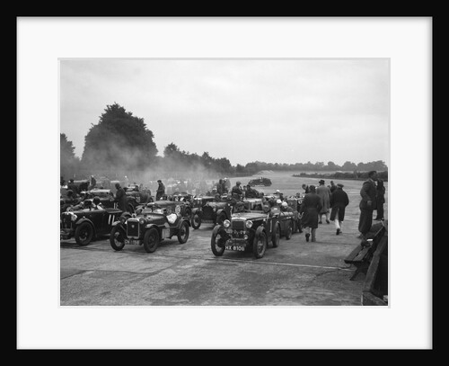 Cars on the starting grid for the Brighton & Hove Motor Club High Speed Trial, Brooklands, c1931 by Bill Brunell