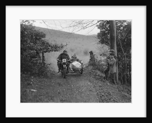 Norton and sidecar ridden by SL Grubb competing in the Inter-Varsity Trial, November 1931 by Bill Brunell