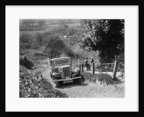 1934 Singer saloon taking part in a West Hants Light Car Club Trial, Ibberton Hill, Dorset, 1930s by Bill Brunell
