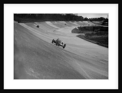 Bentley of Tim Birkin on the way to winning a race at a BARC meeting, Brooklands, 1930 by Bill Brunell
