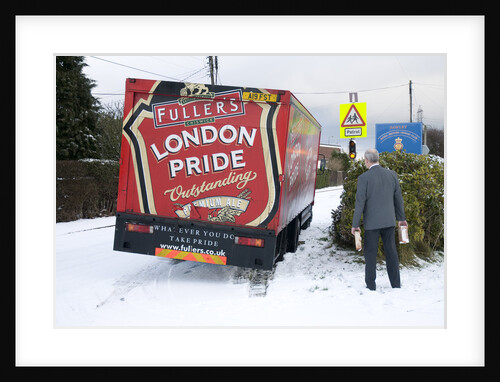 London Pride Brewery lorry stuck in snow 2009 by Unknown