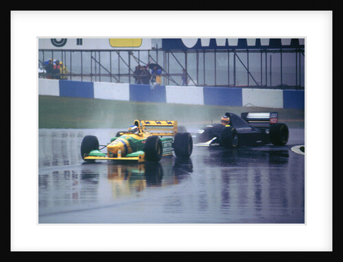 Benetton B193A Michael Schumacher and K.Wendlinger in Sauber Ilmor 1993 Euro GP at Donington by Unknown