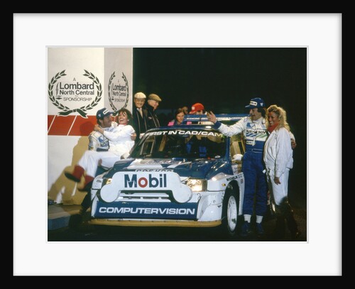 1986 RAC Rally. Tony Pond and Rob Arthur celebrate finishing 6th in MG Metro 6R4 by Unknown