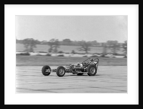 Allard dragster driven by Sydney Allard during testing at North Weald Airfield in Essex 1961 by Anonymous
