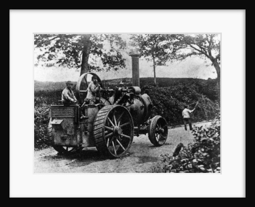 1869 Tasker traction engine with red flag man at the front by Anonymous