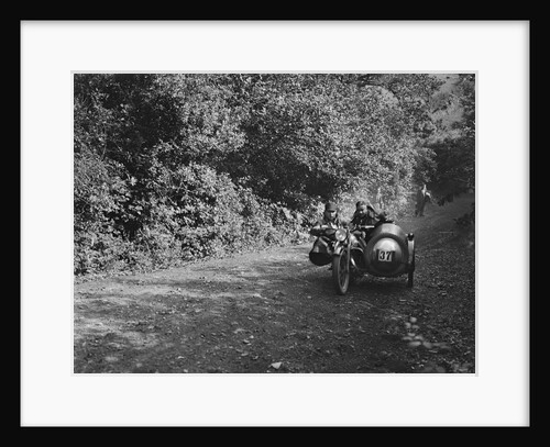 Motorcycle and sidecar of HD Jongs, Brighton and Hove Motor Club Brighton-Beer Trial, 1930 by Bill Brunell