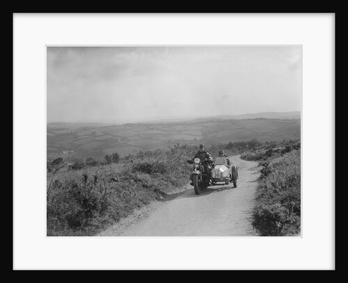 Harley-Davidson and sidecar of RW Praill competing in the MCC Torquay Rally, 1938 by Bill Brunell