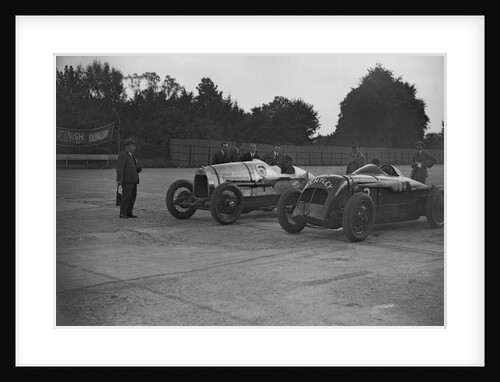 Delage of J Taylor and Bentley of Dudley Froy, Surbiton Motor Club race meeting, Brooklands, 1928 by Bill Brunell