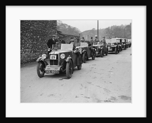 MG M type of EG Farrow at the head of a line of cars competing in the MCC Sporting Trial, 1930 by Bill Brunell
