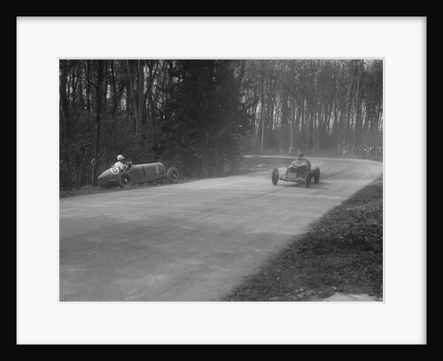Dick Shuttleworth's Alfa Romeo passing Raymond Mays' crashed ERA, Donington Park, 1935 by Bill Brunell