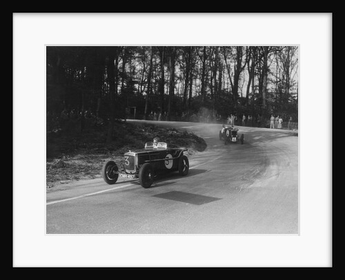 Two Frazer-Nash cars racing at Donington Park, Leicestershire, 1930s by Bill Brunell